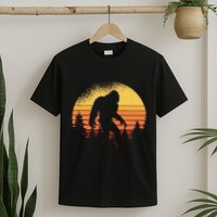 Retro Bigfoot Believer Silhouette Sasquatch Hide And Seek T-Shirt