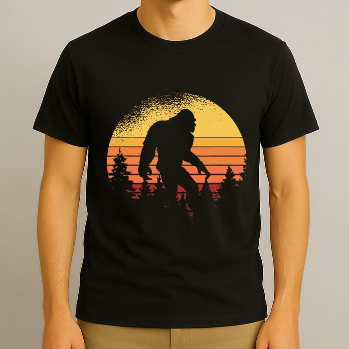 Retro Bigfoot Believer Silhouette Sasquatch Hide And Seek T-Shirt