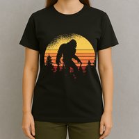 Retro Bigfoot Believer Silhouette Sasquatch Hide And Seek T-Shirt