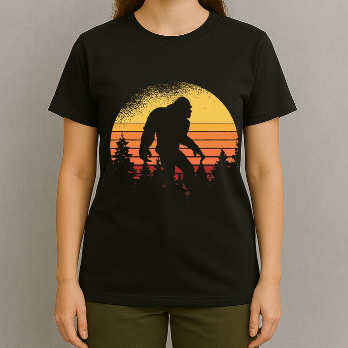 Retro Bigfoot Believer Silhouette Sasquatch Hide And Seek T-Shirt