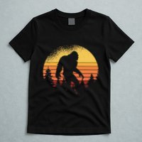 Retro Bigfoot Believer Silhouette Sasquatch Hide And Seek T-Shirt