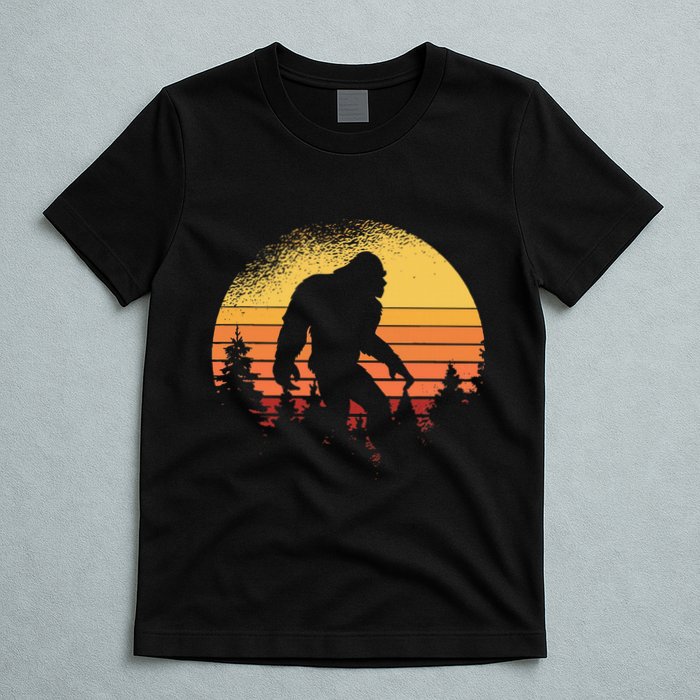 Retro Bigfoot Believer Silhouette Sasquatch Hide And Seek T-Shirt