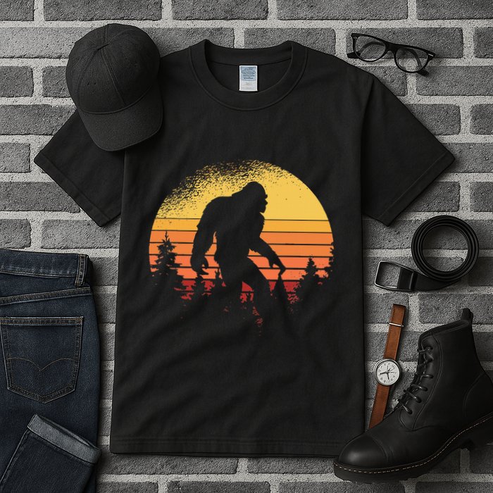 Retro Bigfoot Believer Silhouette Sasquatch Hide And Seek Tall T-Shirt