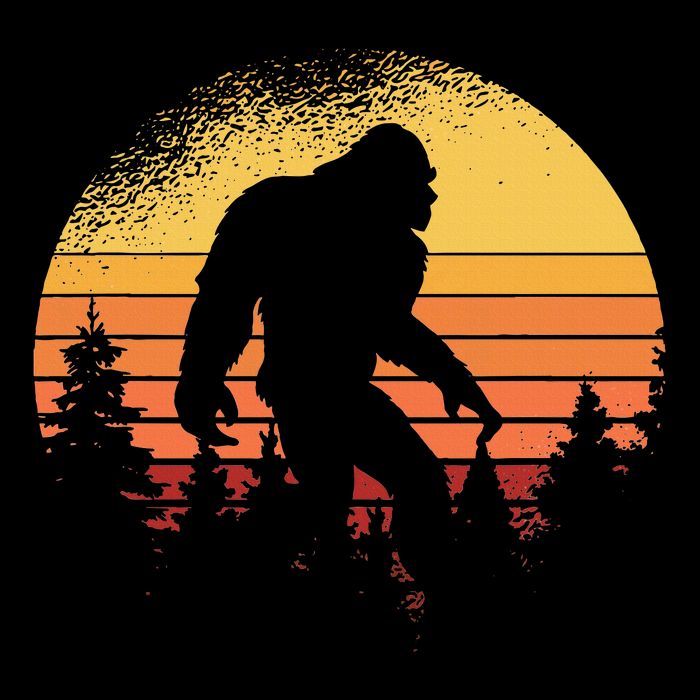 Retro Bigfoot Believer Silhouette Sasquatch Hide And Seek Bucket Hat