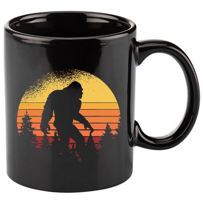 Retro Bigfoot Believer Silhouette Sasquatch Hide And Seek 11oz C Handle Ceramic Mug