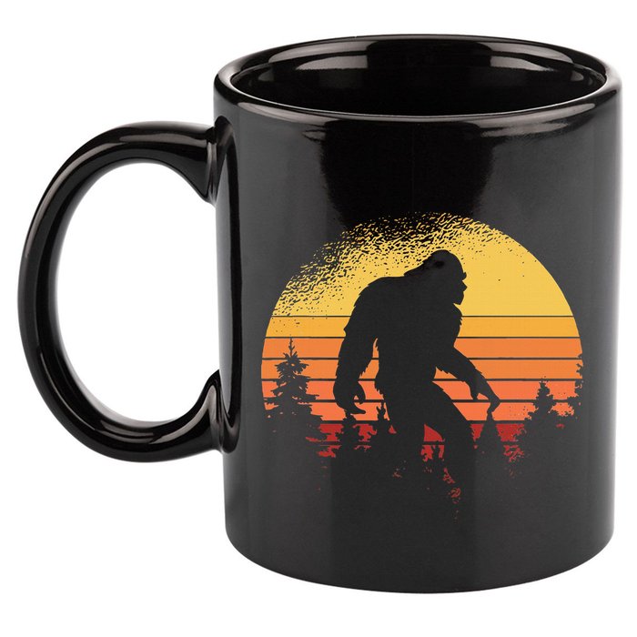 Retro Bigfoot Believer Silhouette Sasquatch Hide And Seek 11oz C Handle Ceramic Mug