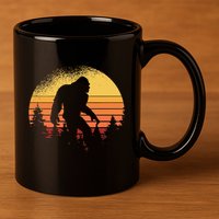 Retro Bigfoot Believer Silhouette Sasquatch Hide And Seek 11oz C Handle Ceramic Mug