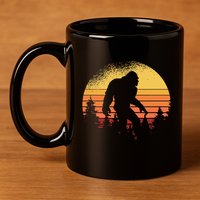 Retro Bigfoot Believer Silhouette Sasquatch Hide And Seek 11oz C Handle Ceramic Mug