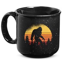 Retro Bigfoot Believer Silhouette Sasquatch Hide And Seek 15oz Campfire Ceramic Mug