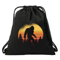 Retro Bigfoot Believer Silhouette Sasquatch Hide And Seek Drawstring Bag