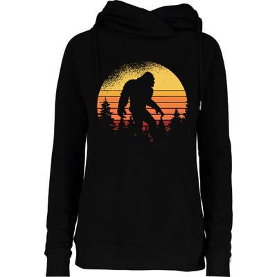 Retro Bigfoot Believer Silhouette Sasquatch Hide And Seek Womens Funnel Neck Pullover Hood