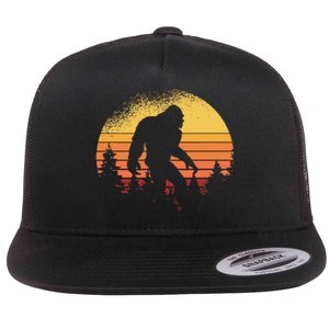 Retro Bigfoot Believer Silhouette Sasquatch Hide And Seek Flat Bill Trucker Hat