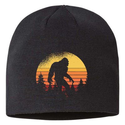 Retro Bigfoot Believer Silhouette Sasquatch Hide And Seek Sustainable Beanie