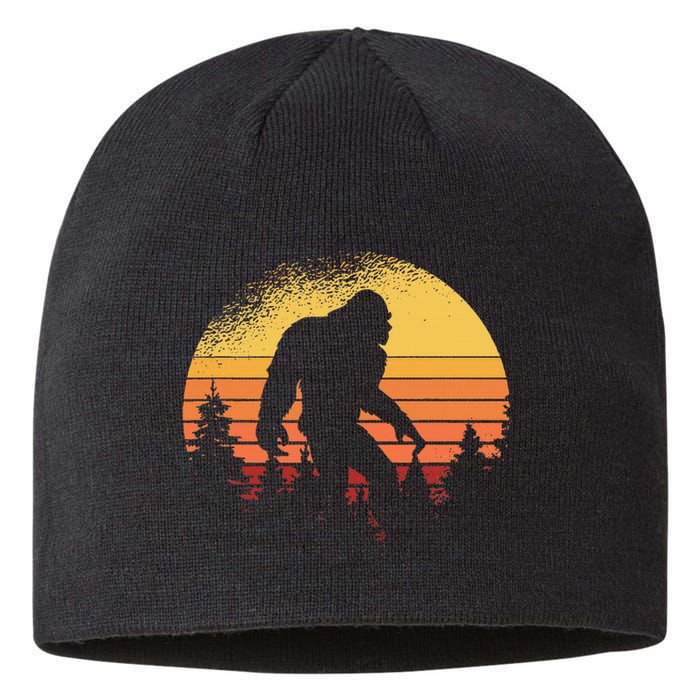 Retro Bigfoot Believer Silhouette Sasquatch Hide And Seek Sustainable Beanie