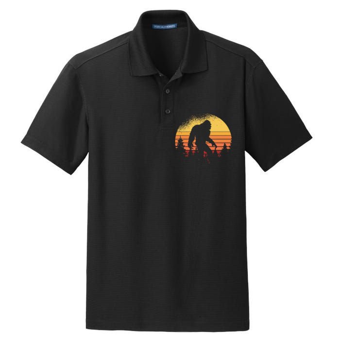 Retro Bigfoot Believer Silhouette Sasquatch Hide And Seek Dry Zone Grid Polo