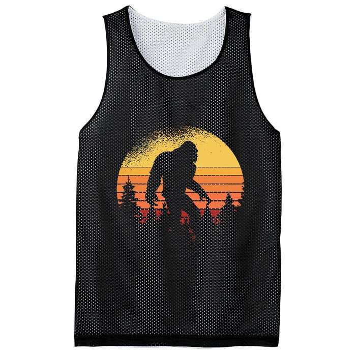 Retro Bigfoot Believer Silhouette Sasquatch Hide And Seek Mesh Reversible Basketball Jersey Tank