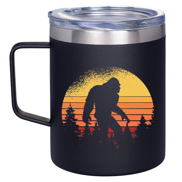 Retro Bigfoot Believer Silhouette Sasquatch Hide And Seek 12oz Stainless Steel Coffee Mug