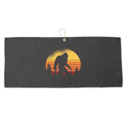 Retro Bigfoot Believer Silhouette Sasquatch Hide And Seek Large Microfiber Waffle Golf Towel