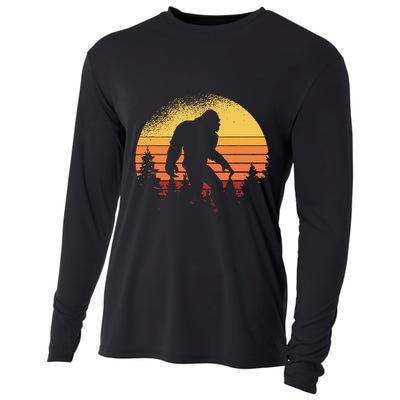 Retro Bigfoot Believer Silhouette Sasquatch Hide And Seek Cooling Performance Long Sleeve Crew