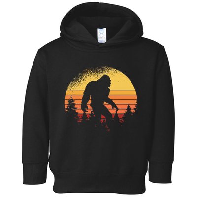 Retro Bigfoot Believer Silhouette Sasquatch Hide And Seek Toddler Hoodie