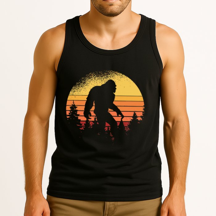 Retro Bigfoot Believer Silhouette Sasquatch Hide And Seek Tank Top