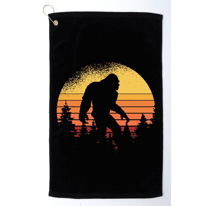 Retro Bigfoot Believer Silhouette Sasquatch Hide And Seek Golf Towel