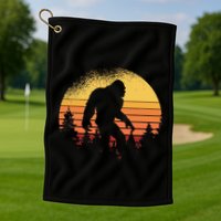 Retro Bigfoot Believer Silhouette Sasquatch Hide And Seek Golf Towel