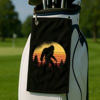 Retro Bigfoot Believer Silhouette Sasquatch Hide And Seek Golf Towel
