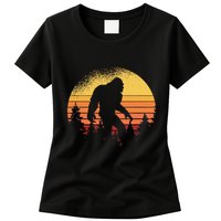 Retro Bigfoot Believer Silhouette Sasquatch Hide And Seek Womens T-Shirt