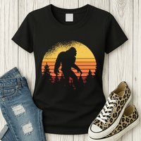 Retro Bigfoot Believer Silhouette Sasquatch Hide And Seek Womens T-Shirt