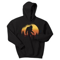 Retro Bigfoot Believer Silhouette Sasquatch Hide And Seek Kids Hoodie