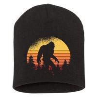 Retro Bigfoot Believer Silhouette Sasquatch Hide And Seek Short Acrylic Beanie