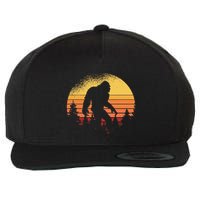 Retro Bigfoot Believer Silhouette Sasquatch Hide And Seek Wool Snapback Cap