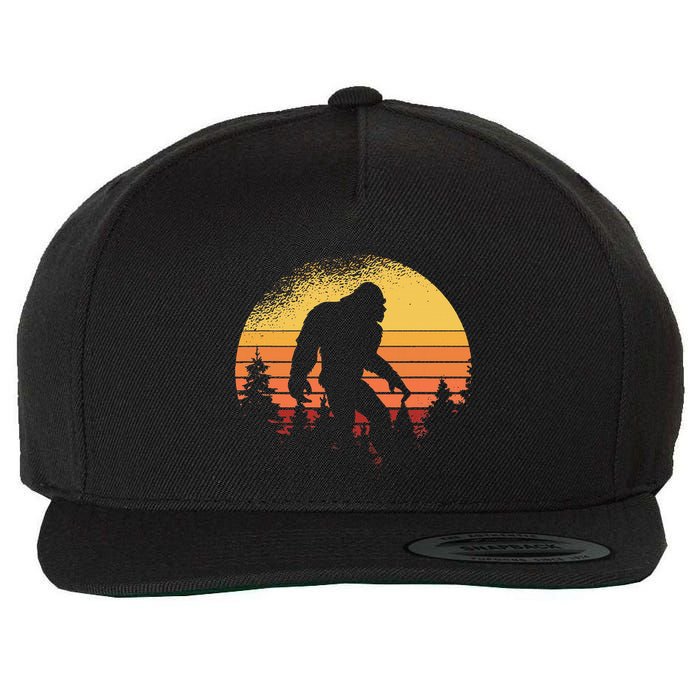 Retro Bigfoot Believer Silhouette Sasquatch Hide And Seek Wool Snapback Cap