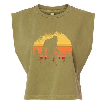 Retro Bigfoot Believer Silhouette Sasquatch Hide And Seek Garment-Dyed Women's Muscle Tee