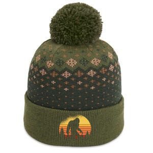 Retro Bigfoot Believer Silhouette Sasquatch Hide And Seek The Baniff Cuffed Pom Beanie