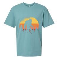 Retro Bigfoot Believer Silhouette Sasquatch Hide And Seek Sueded Cloud Jersey T-Shirt