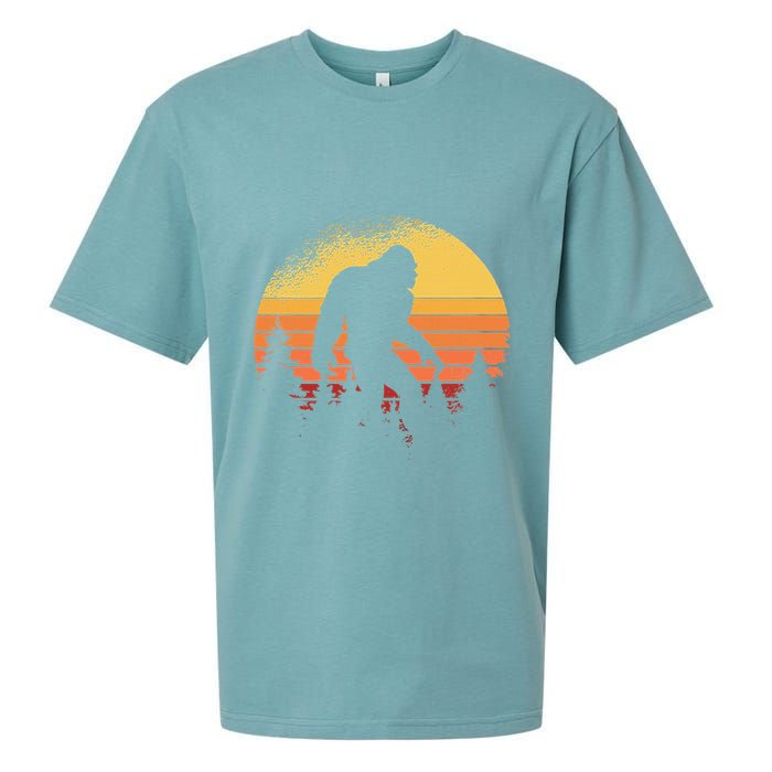 Retro Bigfoot Believer Silhouette Sasquatch Hide And Seek Sueded Cloud Jersey T-Shirt