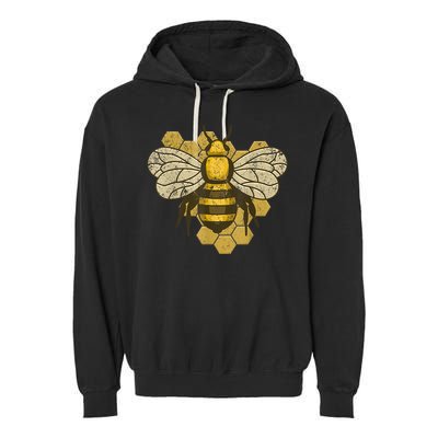 Retro Beekeeper Beekeeping Bumblebee Vintage Save The Bees Garment-Dyed Fleece Hoodie