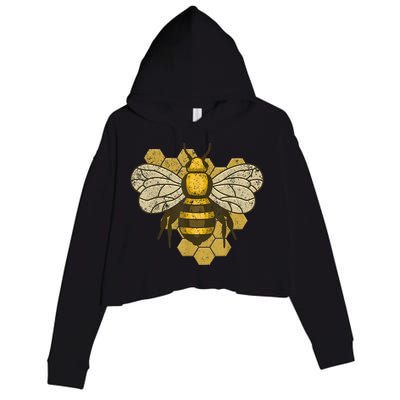 Retro Beekeeper Beekeeping Bumblebee Vintage Save The Bees Crop Fleece Hoodie