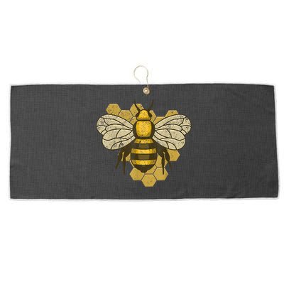 Retro Beekeeper Beekeeping Bumblebee Vintage Save The Bees Large Microfiber Waffle Golf Towel
