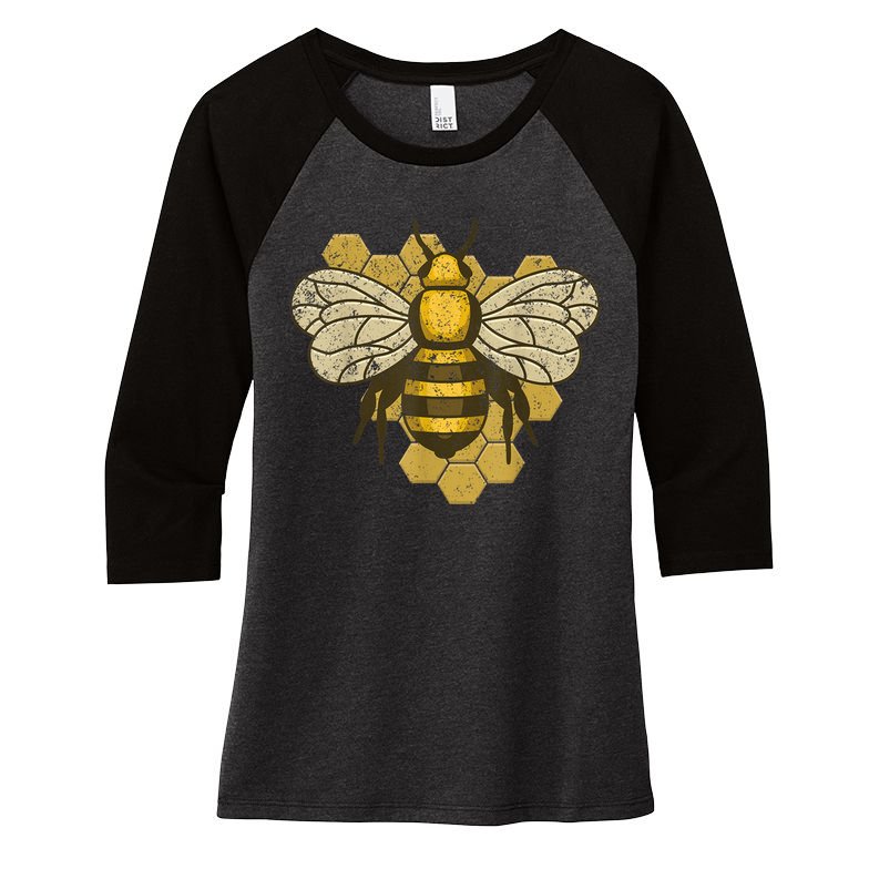 Retro Beekeeper Beekeeping Bumblebee Vintage Save The Bees Women's Tri-Blend 3/4-Sleeve Raglan Shirt