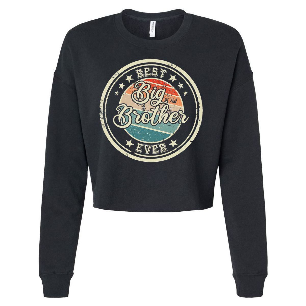 Retro Best Big Brother Ever Big Brother Cropped Pullover Crew