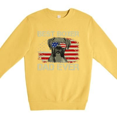 Retro Best Boxer Dad Ever US Flag Dog Lover Fathers Day Premium Crewneck Sweatshirt