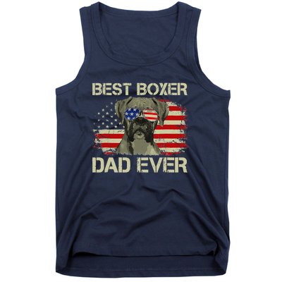 Retro Best Boxer Dad Ever US Flag Dog Lover Fathers Day Tank Top