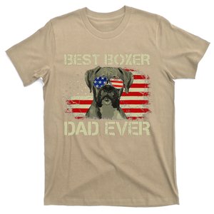 Retro Best Boxer Dad Ever US Flag Dog Lover Fathers Day T-Shirt