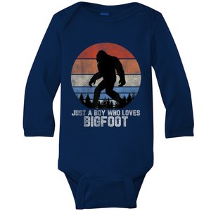 Retro Bigfoot , Bigfoot Kid , Boys Bigfoot Baby Long Sleeve Bodysuit