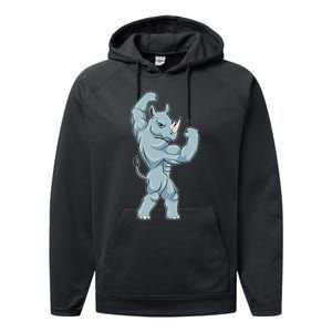 Rhino Bodybuilder Bodybuilding Sports Performance Fleece Hoodie