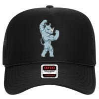 Rhino Bodybuilder Bodybuilding Sports High Crown Mesh Back Trucker Hat