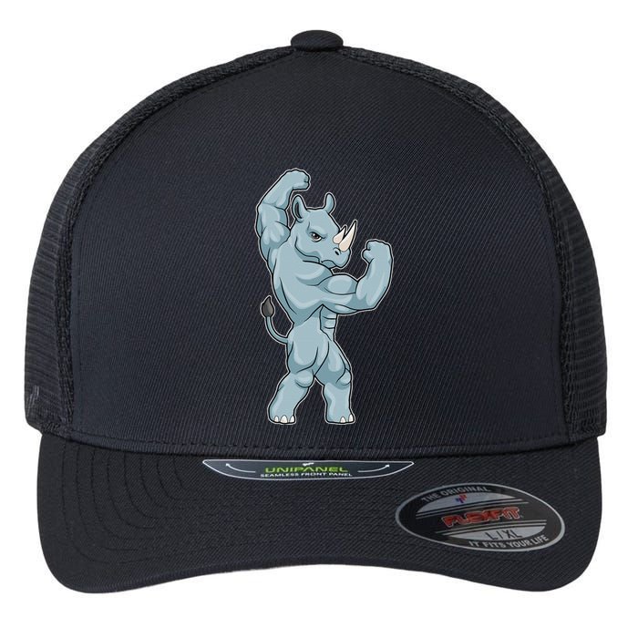 Rhino Bodybuilder Bodybuilding Sports Flexfit Unipanel Trucker Cap